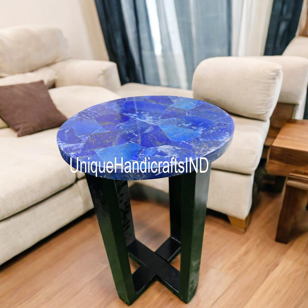 Coffee Table, marble coffee table/ Lapis Lazuli Round Table Top, Dining Table, Custom Made Unique Handicrafts IND