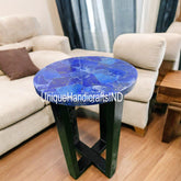 Coffee Table, marble coffee table/ Lapis Lazuli Round Table Top, Dining Table, Custom Made Unique Handicrafts IND