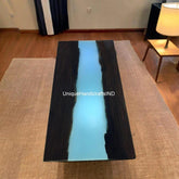 Blue Epoxy table, Illuminated Countertops, Tabletops,Glowing table, Custom Table, Furniture , Resin Table, Coffee Table, Resin Table Top Unique Handicrafts IND