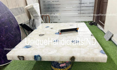 White Quartz Gemstone Dining Table Modern Furniture Quartz Kitchen & Office Meeting Table Handmade Crystal Countertop Slab Hallway Decors Unique Handicrafts IND