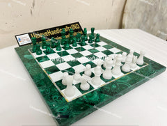 Christmas Gifts Green Malachite Marble Chess Set | Unique Handcrafted Marble Chess Set | Best Selling Chess Set | Unique Gifts for Him Unique Handicrafts IND