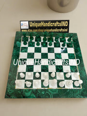 Christmas Gifts Green Malachite Marble Chess Set | Unique Handcrafted Marble Chess Set | Best Selling Chess Set | Unique Gifts for Him Unique Handicrafts IND