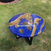 Table For 6, Epoxy Resin table, Round Table, Blue Epoxy Dining Table, Coffee Table, Dining Table, Office Table Handmade Wooden Furniture Unique Handicrafts IND