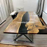 Black Epoxy Table Top, Epoxy Resin Table, Epoxy River Table, Epoxy River Table, Live edge dining, Epoxy Dining Table, Living Room Furniture Unique Handicrafts IND