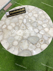 Custom made Stone Coffee table / White Quartz Stone Center Sofa Coffee Table Crystal Healing Gemstone Modern Arts Handmade Furniture Unique Handicrafts IND