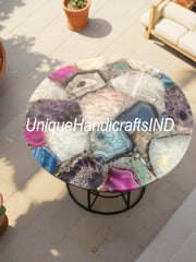 Buy PATIO TABLE, Handmade Mix Agate Stone Coffee Table, Custom Made Indoor & Outdoor Use – Garden, Patio, or Pool Area, Mid Century Table Unique Handicrafts IND