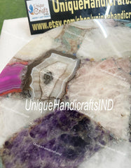 Buy PATIO TABLE, Handmade Mix Agate Stone Coffee Table, Custom Made Indoor & Outdoor Use – Garden, Patio, or Pool Area, Mid Century Table Unique Handicrafts IND