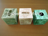 Tissue Box Set of 3 Tissue box In Malachite, Quartz Natural Agate Stone Arts Handmade Bathroom Vanity Tissue Box Gift For Him Unique Handicrafts IND