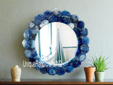 Blue Agate Wall Mirror | Bathroom Mirror | Washbasin Wall Mirror | Blue Wall Mirror | Luxury Mirror Unique Handicrafts IND