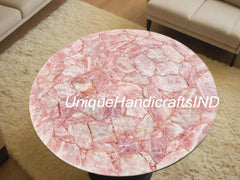 Round Rose Quartz Center Coffee Table Top Luxury Handmade Furniture Centerpiece Countertop Conference Meeting Desk Home & Garden Decors Unique Handicrafts IND