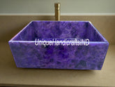 Natural Amethyst Stone Sink, Countertop Wash Basin, Wash basin bathroom decor, Crystal Agate Stone Sink, New Home Bathroom Decor Sink Unique Handicrafts IND