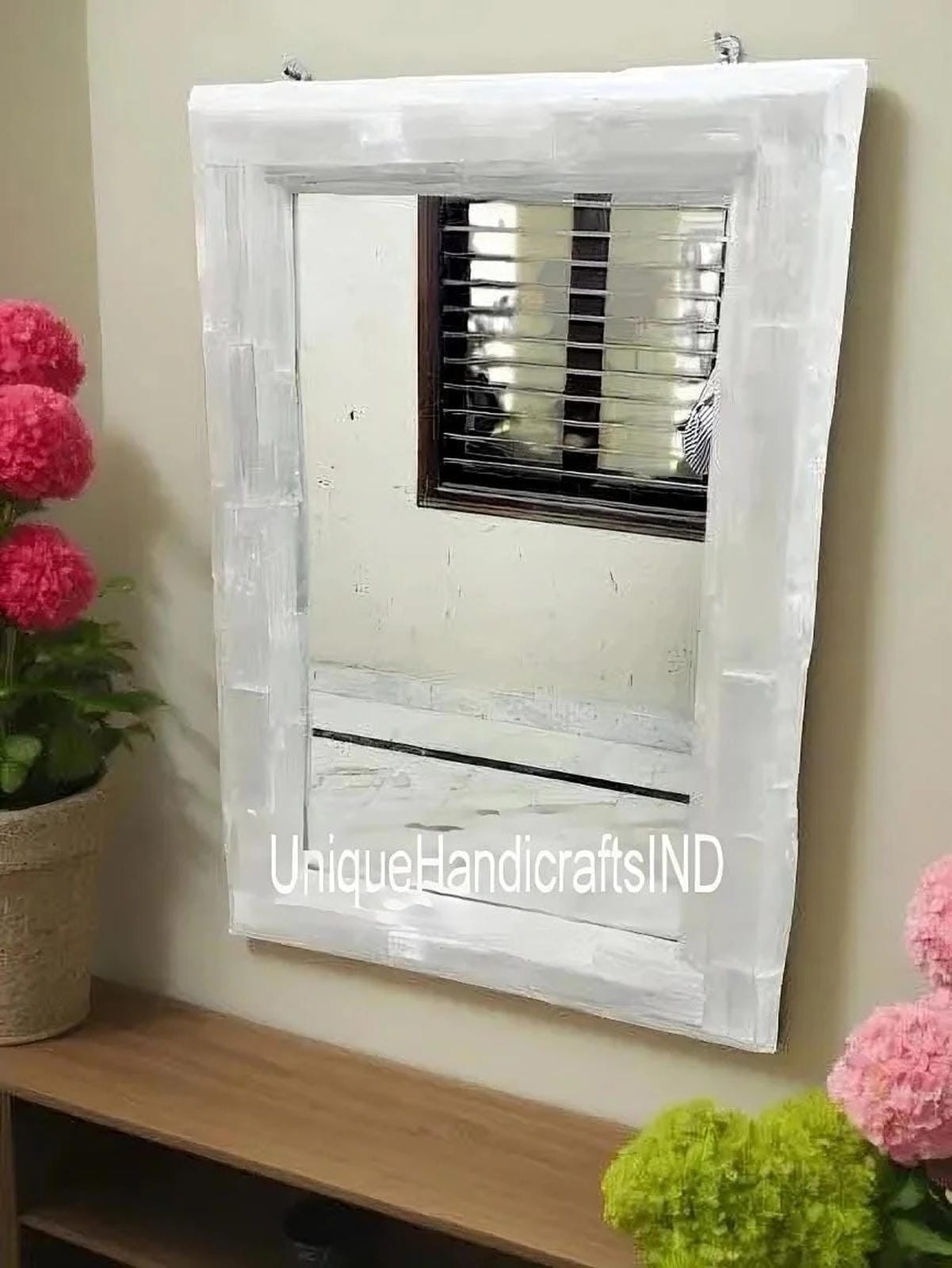 Halloween Sale Selenite Wall Mirror, Stone Mirror for Wall, Handmade Art Selenite Inlay Crystal Mirror, Agate Stone Mirror, Gemstone Mirror Unique Handicrafts IND