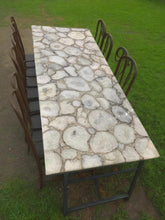 Stone Coffee table in white agate stone handmade mid century modern furniture slab Unique Handicrafts IND