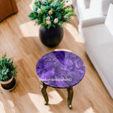 Stunning Round Amethyst Stone Center Sofa Coffee Table Crystal Healing Gemstone Modern Arts Furniture Living Room Decors Unique Handicrafts IND