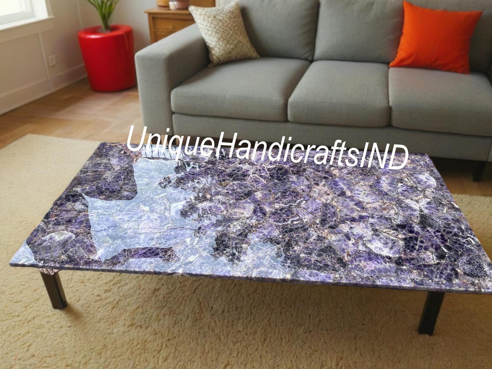 Big Size Dining Table Top, Coffee Table Top, Balcony Table, Natural Amethyst Counter Top for Modern Kitchen Unique Handicrafts IND