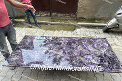 Big Size Dining Table Top, Coffee Table Top, Balcony Table, Natural Amethyst Counter Top for Modern Kitchen Unique Handicrafts IND