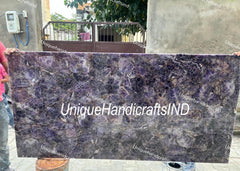 Big Size Dining Table Top, Coffee Table Top, Balcony Table, Natural Amethyst Counter Top for Modern Kitchen Unique Handicrafts IND