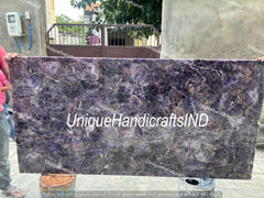 Purple Amethyst Stone Countertop Interior Furniture, Amethyst Stones Table, Agate Meeting Table, Agate Office Desk, Kitchen Counters Slab Unique Handicrafts IND