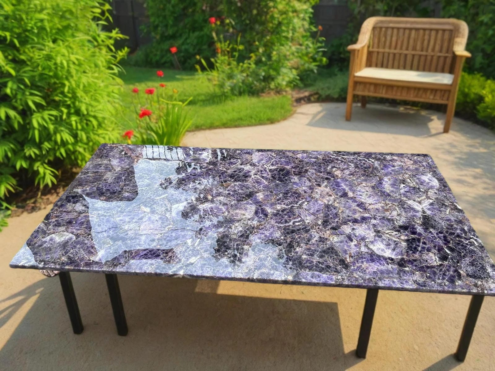Purple Amethyst Stone Table Top, Kitchen Countertop,Purple Amethyst Coffee Table Top, Amethyst Slab & Console Deco, Sofa Table, Dining Table Unique Handicrafts IND