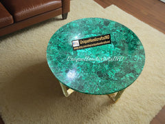 Buy Round Malachite Stone Coffee Table Top Handmade Furniture Random Gemstone Conference Meeting Desk Luxury Hallway Decors Unique Handicrafts IND