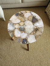 Round Coffee Table Top With Natural Brown Agate Stone Arts/ Side Table Handmade Home Decor Unique Handicrafts IND