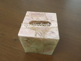 Rose Quartz Tissue Box, Natural Stone Bathroom Accessories, Office Desk Decor Essentials, Agate Tissue Box Case for Hotel & Restaurant Unique Handicrafts IND