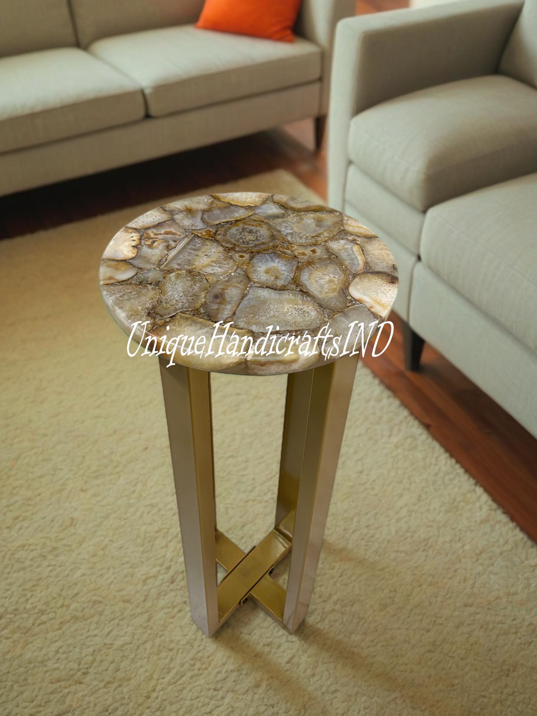 Customized Agate Coffee table / Handmade agate table / Agate bed side table / Geode table Kitchen Counter Agate Dining Table Gemstone Table Unique Handicrafts IND