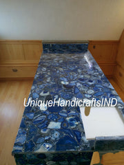 Blue Agate Table Top, Blue Agate Dining Table, Blue Agate Dining Table tops, Agate Countertop, Agate Kitchen Top Agate Conference Table Unique Handicrafts IND