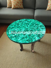 Green Marble Round Coffee Table Top, Stone Table, Luxury Stone Centerpiece Table, Home Decor Statement Piece, Gemstone Accent Furniture Unique Handicrafts IND