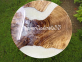 Epoxy Table, White Round Epoxy, Resin Coffee Table Tops, Epoxy Resin Dining Table ,Wooden Epoxy Resin Table, Housewarming Table Home Decors Unique Handicrafts IND