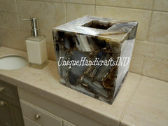 Gem Stone Tissue Box , Handcrafted Natural Marble Tissue Boxes, Natural Agate stone Tissue Box Home Decor Unique Handicrafts IND