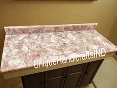 Pink Rose Quartz Kitchen & bar Countertop With Backsplash ,Pink Rose Quartz slab, Natural Quartz vanity Top, For Home Decor Custom made Slab Unique Handicrafts IND