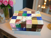 Marble Jewelry Box Multi Color Inlay Stone Mosaic Arts/ Marble Trinket Box Handmade For Home Decor And Gifts Unique Handicrafts IND