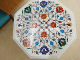 Marble Coffee Table Top / Inlay Work Coffee Table Top / Octagon Shape White Marble Sofa Center Table Semi precious Stone Arts Gift Her Unique Handicrafts IND