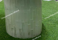 Buy Selenite Coffee Table With Selenite pedestal Base , Sun Burst stone pattern , Selenite Gem stone Furniture Arts Home Decor Furniture Unique Handicrafts IND