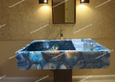 Buy Custom Blue Agate Gemstone Sink Hand-Carved Wall Mounted Sink and Luxury Washbasin for Elegant Bathroom Decor Unique Handicrafts IND