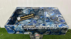 Buy Custom Blue Agate Gemstone Sink Hand-Carved Wall Mounted Sink and Luxury Washbasin for Elegant Bathroom Decor Unique Handicrafts IND