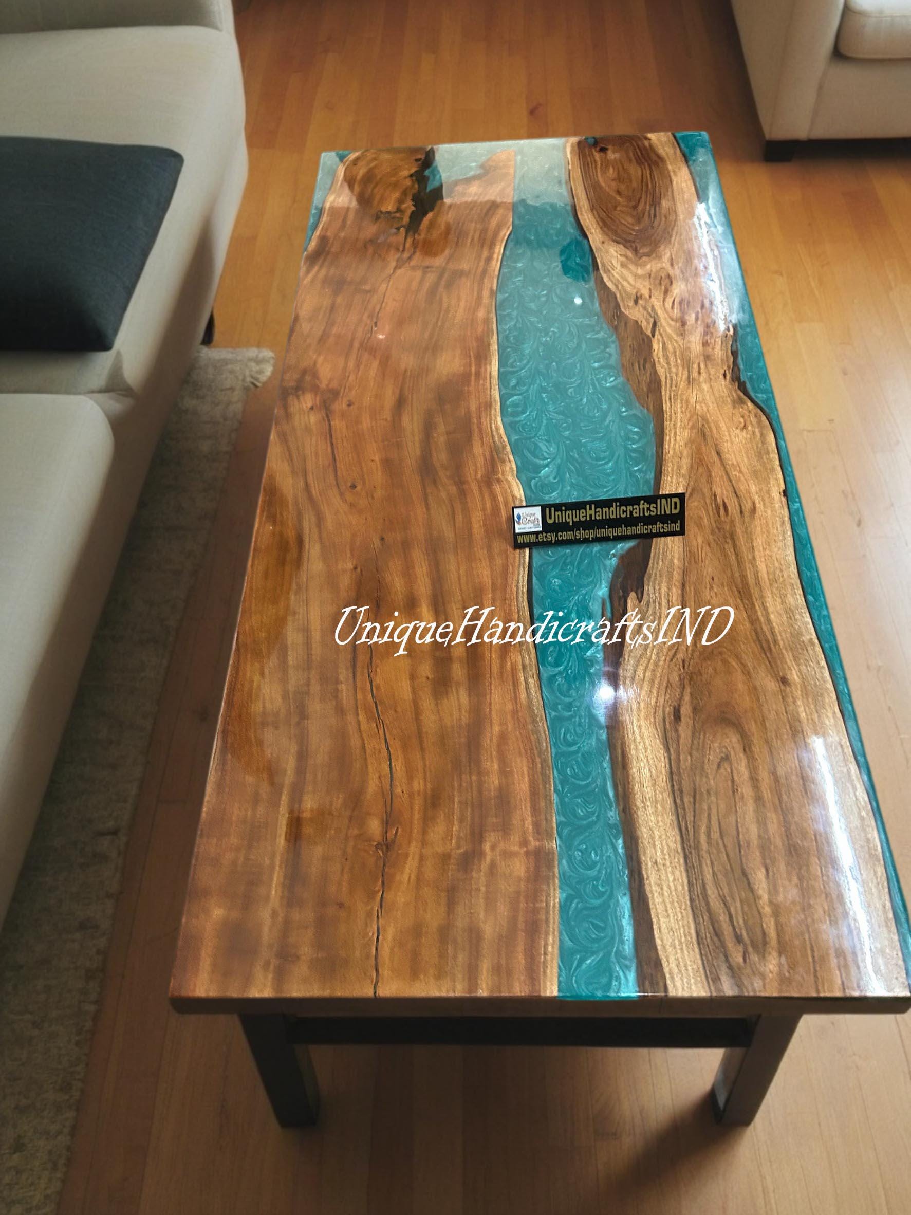 Handmade Epoxy Table - Live Edge Wood and Resin Table - Custom Dining Table, Coffee Table, River Table, Modern Home Decor, Rustic Furniture Unique Handicrafts IND