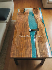 Handmade Epoxy Table - Live Edge Wood and Resin Table - Custom Dining Table, Coffee Table, River Table, Modern Home Decor, Rustic Furniture Unique Handicrafts IND