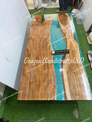 Handmade Epoxy Table - Live Edge Wood and Resin Table - Custom Dining Table, Coffee Table, River Table, Modern Home Decor, Rustic Furniture Unique Handicrafts IND