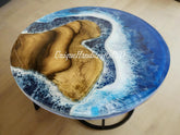 Round Epoxy Dining Table, Custom Made Table For 4, Handcrafted Round Wood and Epoxy Table, Modern Dining Table, Resin Table Unique Handicrafts IND