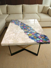 Agate Dining Table, White Quartz Mix Agate Table, Natural Agate Dining Table Top, Botswana Agate Table, Agate Console Table Hallway Decor Unique Handicrafts IND