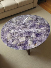 Buy Amethyst Coffee Round Table | Amethyst Living Room Furniture | Round Dining Table | Round Center Table Top Unique Handicrafts IND