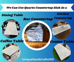 Quartz Stone Coffee Table – Luxury Quartz Countertop Dining Table – Kitchen Island & Backlit Slab – Stone Bar Countertop Decor Unique Handicrafts IND