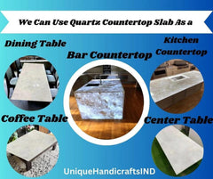 Quartzite & Blue Agate Stone Coffee Table – Custom Sizes – Semi-Transparent Natural Stone Handmade Countertop Slabs Unique Handicrafts IND