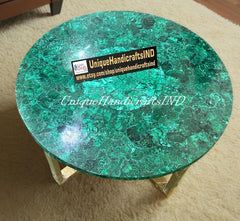 Buy Round Malachite Stone Coffee Table Top Handmade Furniture Random Gemstone Conference Meeting Desk Luxury Hallway Decors Unique Handicrafts IND