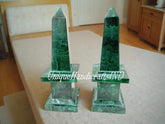 Obelisk Set of 2 pcs, Malachite Obelisk, Crystal Tower, Collection Energy Stone , Obelisk Display Decor Unique Handicrafts IND