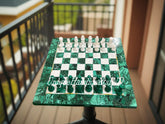 Christmas Gifts Malachite Chess Board With Marble Chess Pieces Indoor Adult Chess Game Handmade Top Quality Marble Chess Gift Item Unique Handicrafts IND