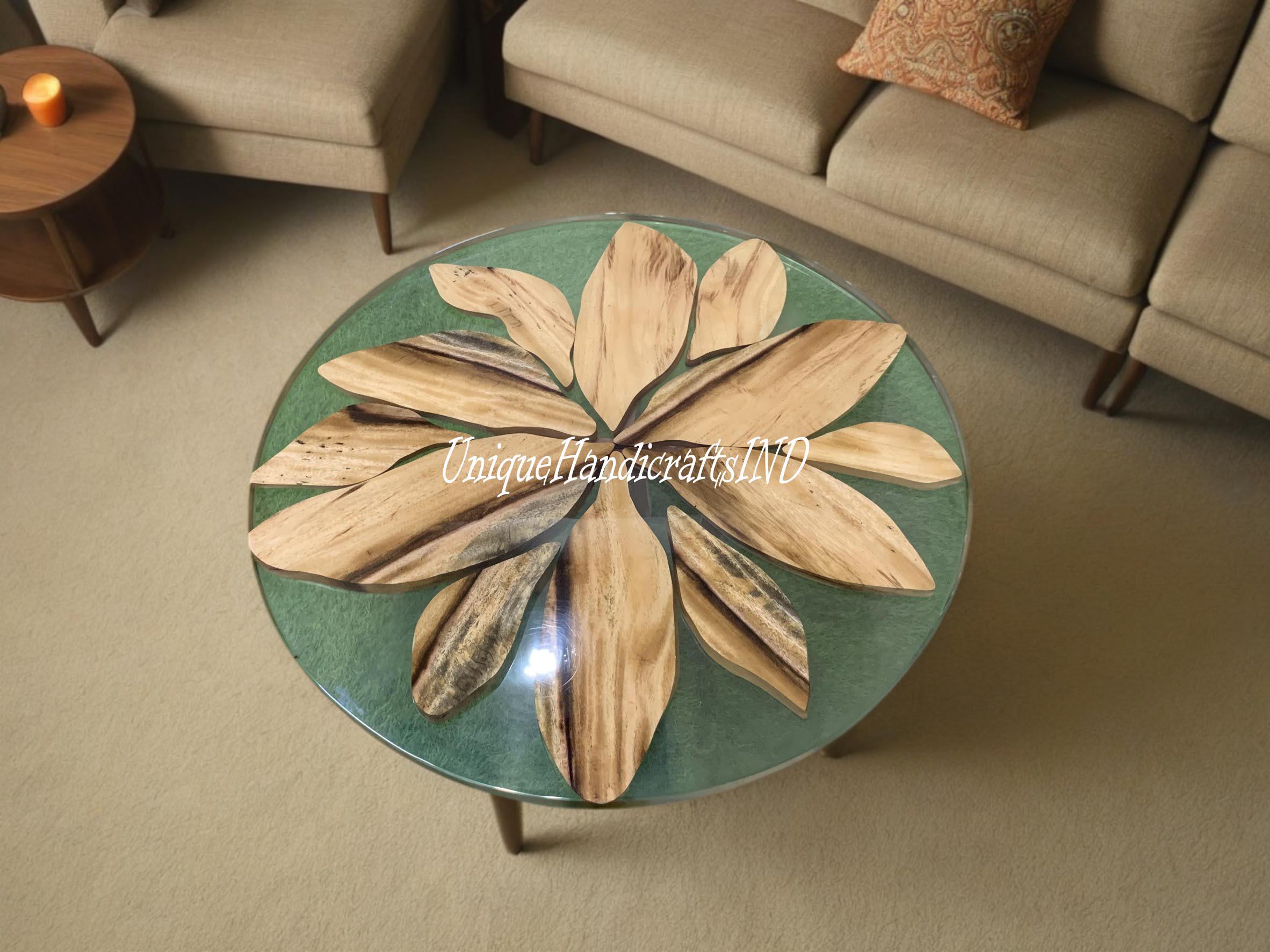 Epoxy Table Top, center Table Epoxy Resin River Table, Natural Wood Unique Handicrafts IND