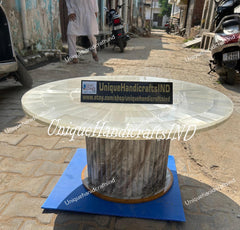 Natural Selenite Coffee Table Stone Sunburst Arts Luxury Gemstone Furniture Crystal Healing Countertop for Home and Office Decor Unique Handicrafts IND